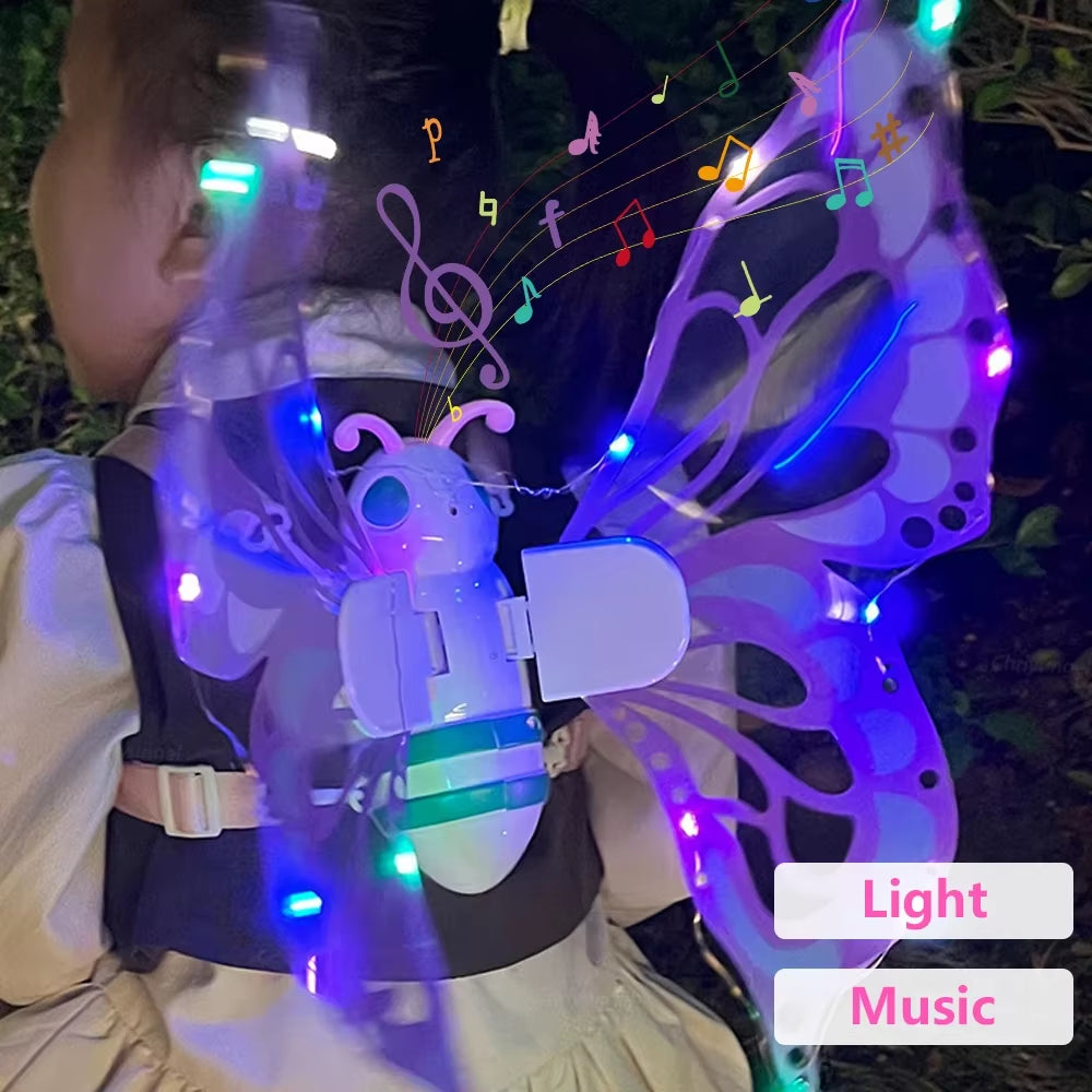 Electric Butterfly Wings Moving Elf Wing with Light Fairy Wings for Kids Birthday Christmas Cosplay Dress up Angel Girls Toy