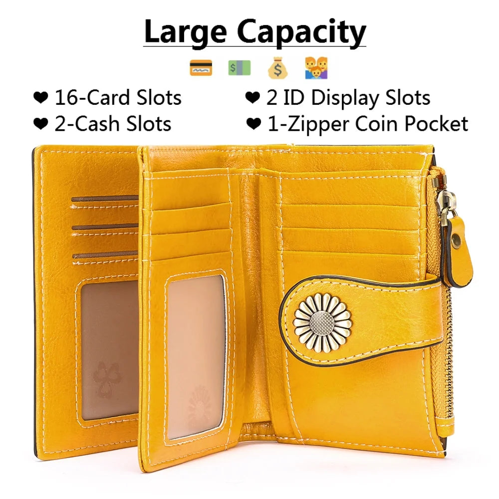 RFID Blocking Women'S Bifold Wallet, Ancient Yellow